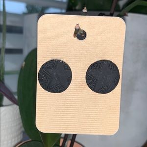 Matte Black Star Stud Clay Earrings